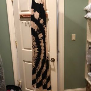 Sky Black and Tan tie dyed maxi dress